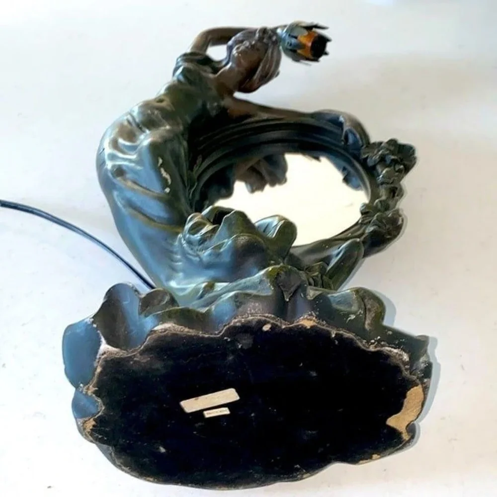Gorgeous Art Nouveau Maiden w/ Mirror Lamp 22